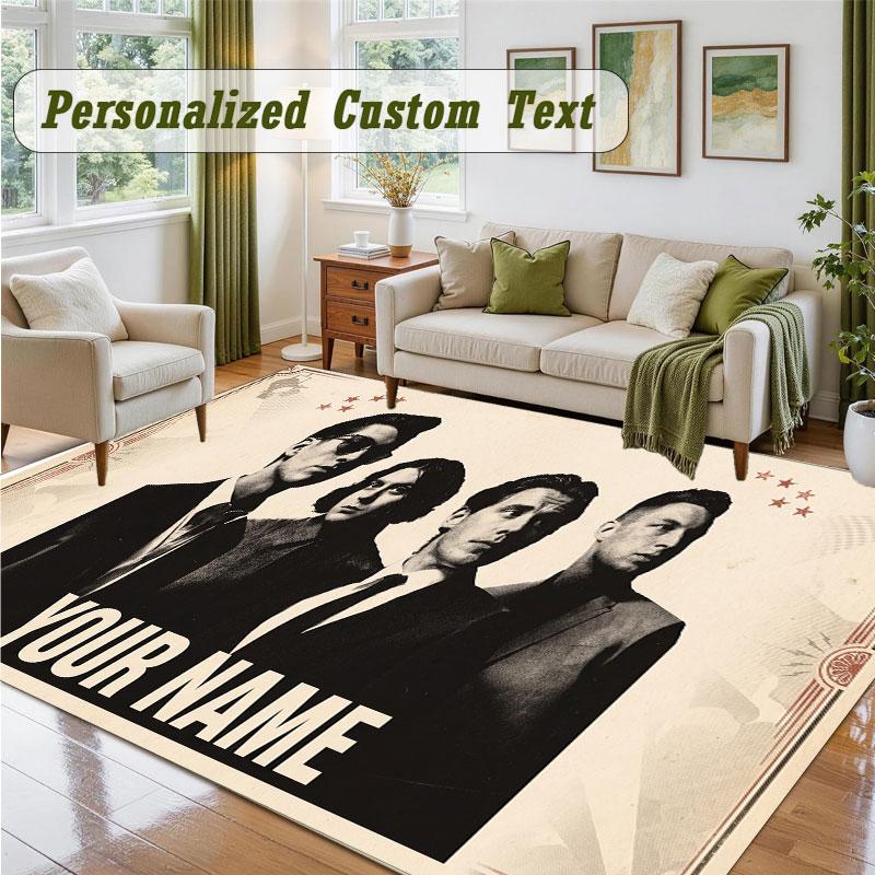 Crystal Velvet Square Rug Custom NameArctic Monkeys Pattern Non Slip Home Floor Decor Rug