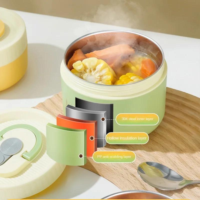 Портативный герметичный термоконтейнер для обеда для детей, складной, для микроволновой печи, из нержавеющей стали 304, изолированный пищевой контейнер