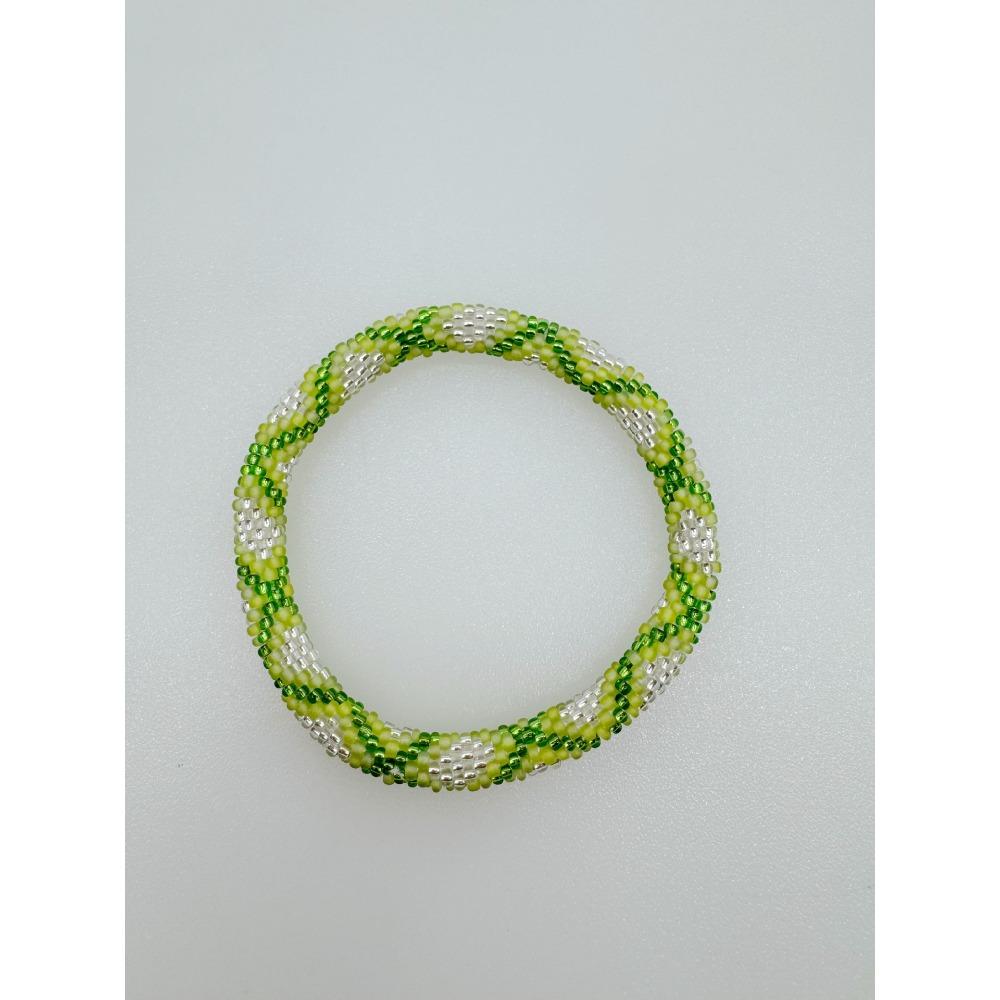 Rice Bead Woven Bracelet, Nepalese Ethnic Style Beaded Bracelet, Green Bracelet