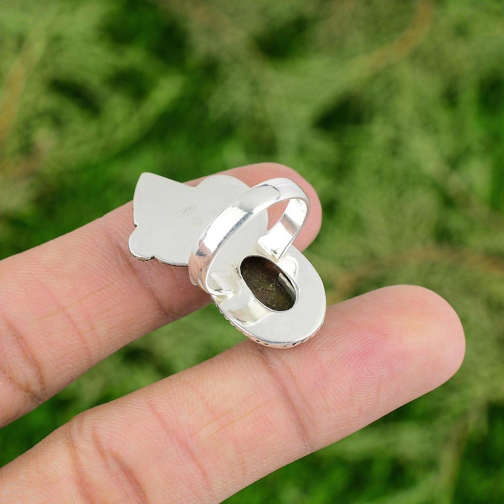 Easter Sale Sterling Silver Rhodonite Stone Boho Promise Bezel Ring Jewelry US 7