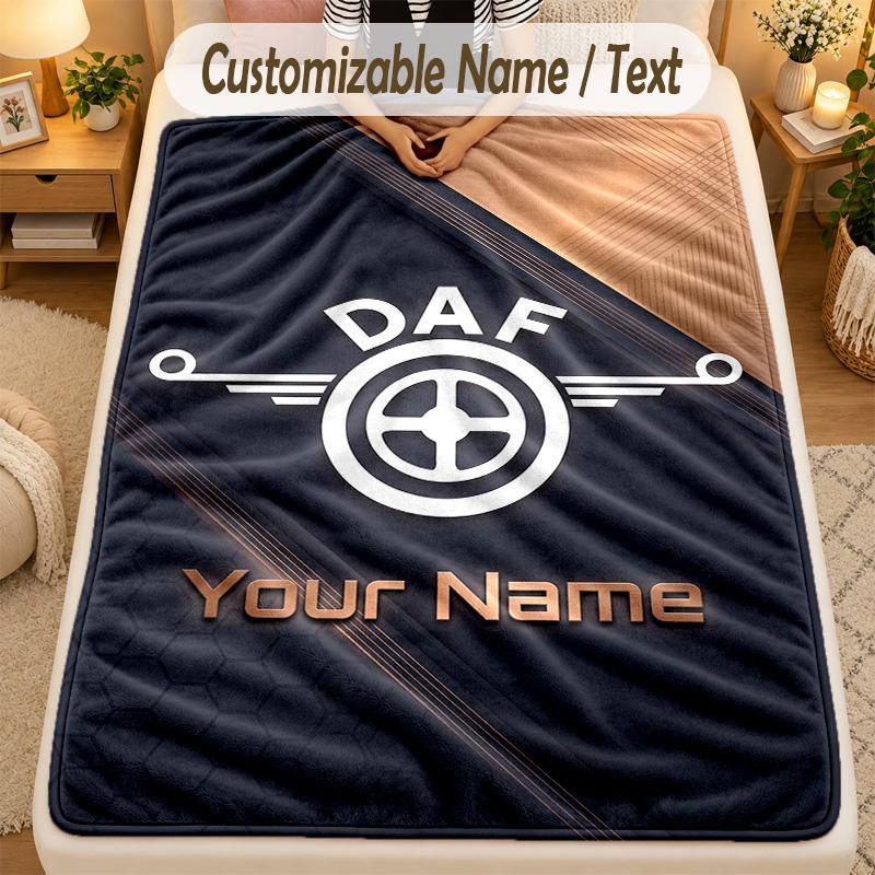 Flannel BlanketDAF Custom Name Text Personalized Soft Warm Throw Blanket Home Decor Gift