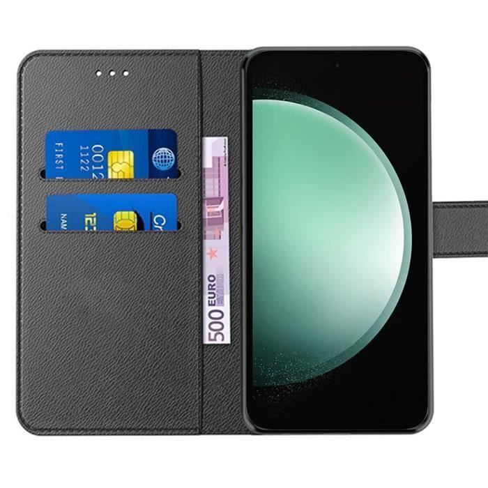 Coque pour Samsung Galaxy S23 FE, Anti-Choc en Cuir PU avec Fentes pour cartes, Noir (pas pour S23)