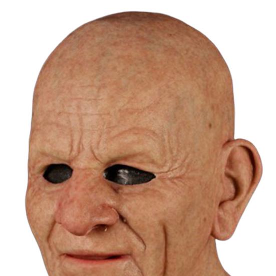 Old Man Masque for Adults Realistic Latex Elderly Human Full Head Cover with Lifelike Wrinkle for Halloween Masquerade Cosplay Costume Props