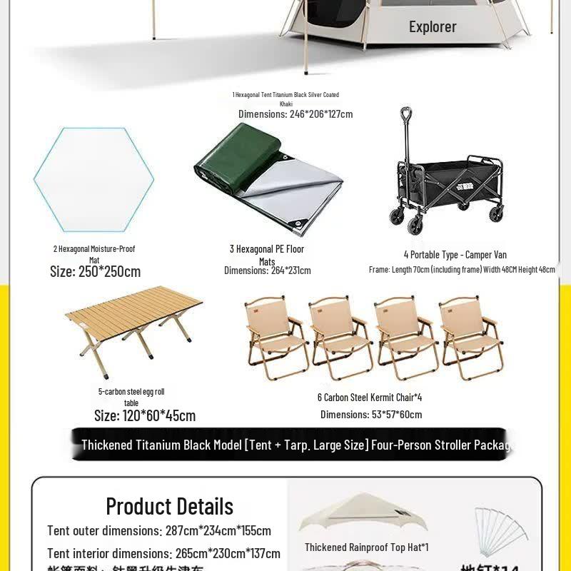 Explorer 2-in-1 Automatic Folding Camping Tent & Tarp