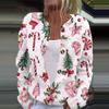 Women's Fashion Christmas Printed Long Sleeve Knitted Cardigan Button Down Jacket