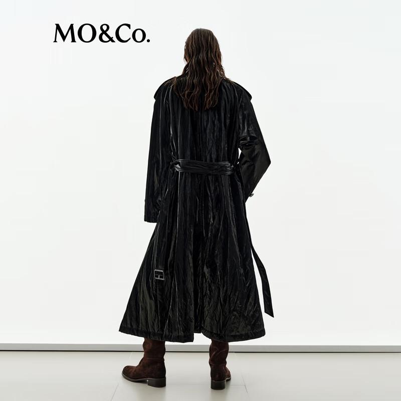 МО&Ко. Черный двубортный тренч из искусственной кожи