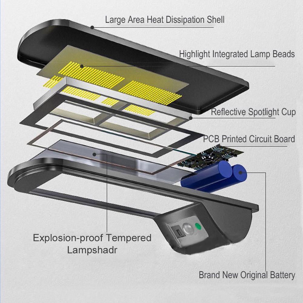 Солнечный уличный настенный светильник IP65 водонепроницаемый 6000K от заката до рассвета светодиодное наружное освещение с