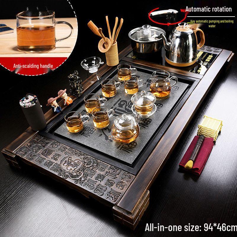 Automatic Chinese Kung Fu Tea Set with Wooden Tray and Kettle