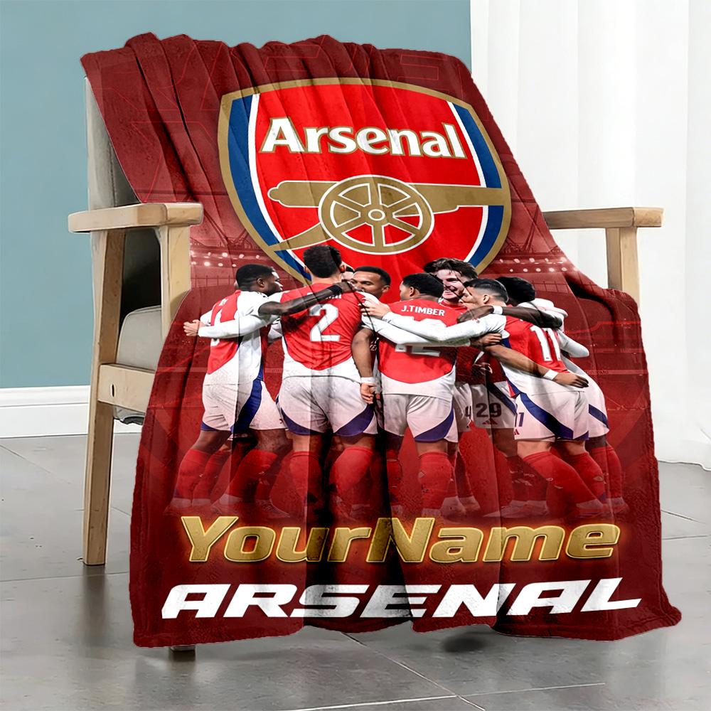 Arsenal Customize Text Blanket Cozy Personalized Blanket Warmthful Decor Versatile for Home Decor Living Room Office Chair Bedding All-Season Use