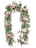 185cm Faux Leaves Floral Artificial Flower Eucalyptus Garland Camellias Silk Rose Peony Vine Decorations for Wedding Wall Decor Garden Home Party