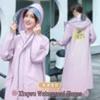 Women’s Long Full-Body Waterproof Raincoat with Electric Battery Car Compatibility, All-in-One Design, Thickened for Adult Outerwear