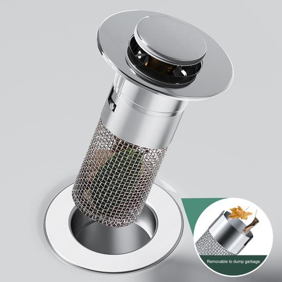 Drain Stopper Universal Bathroom Sink Stopper Stainless Steel Anti-Clog Filter Hair Catcher for Home