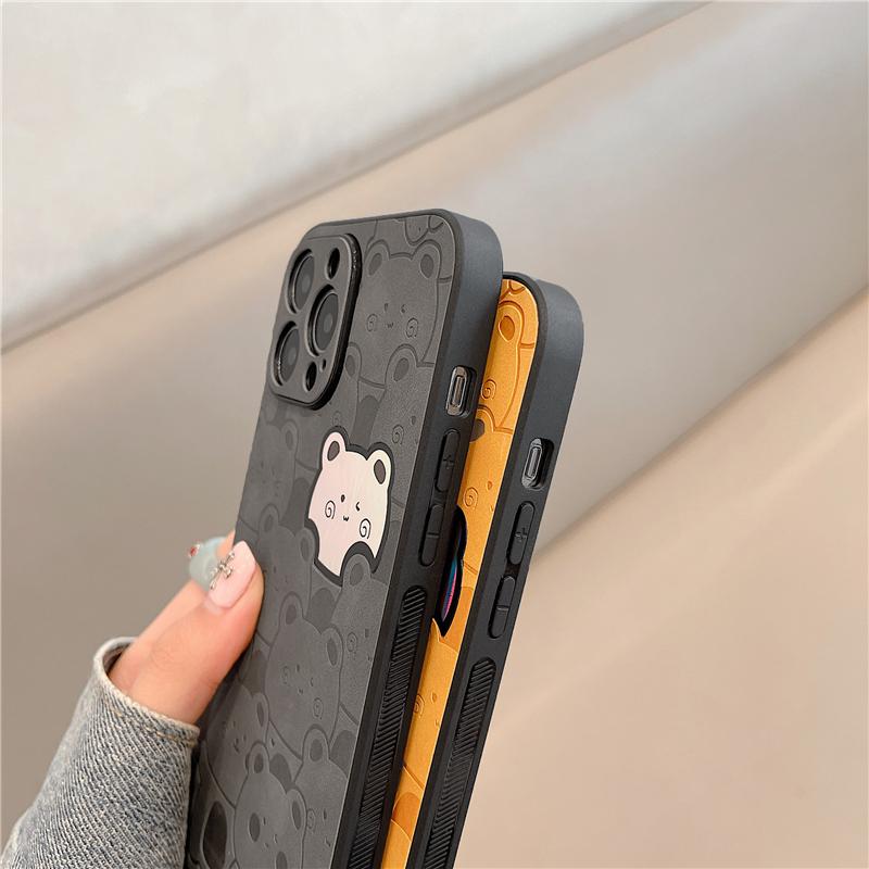 Чехол для телефона с милым лазерным медведем и мультяшным рисунком для Iphone 13 14 12 11 Pro Max Xs Xr X противоударный защитный чехол из искусственной кожи