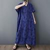 Short Sleeve Plus Size Cotton Vintage Floral New In Dresses for Women Casual Loose Maxi Long Summer Dress