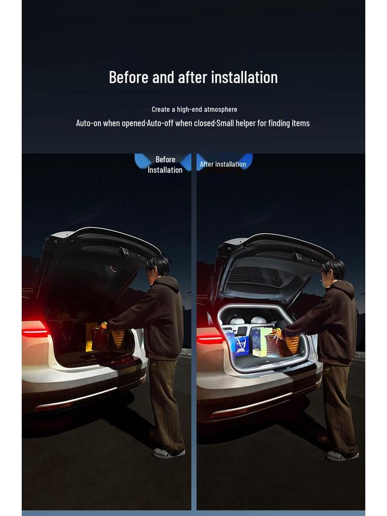 Лампа приветствия Geely Xingrui L: Светодиодная лента для подсветки багажника с эффектом потока воды