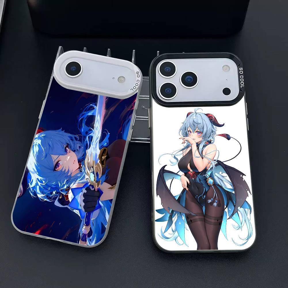 Чехол для телефона Ganyu Genshin Impact для iPhone 17 17Air 16 15 14 13 12 11 Pro Max Plus Цветной Серебристый