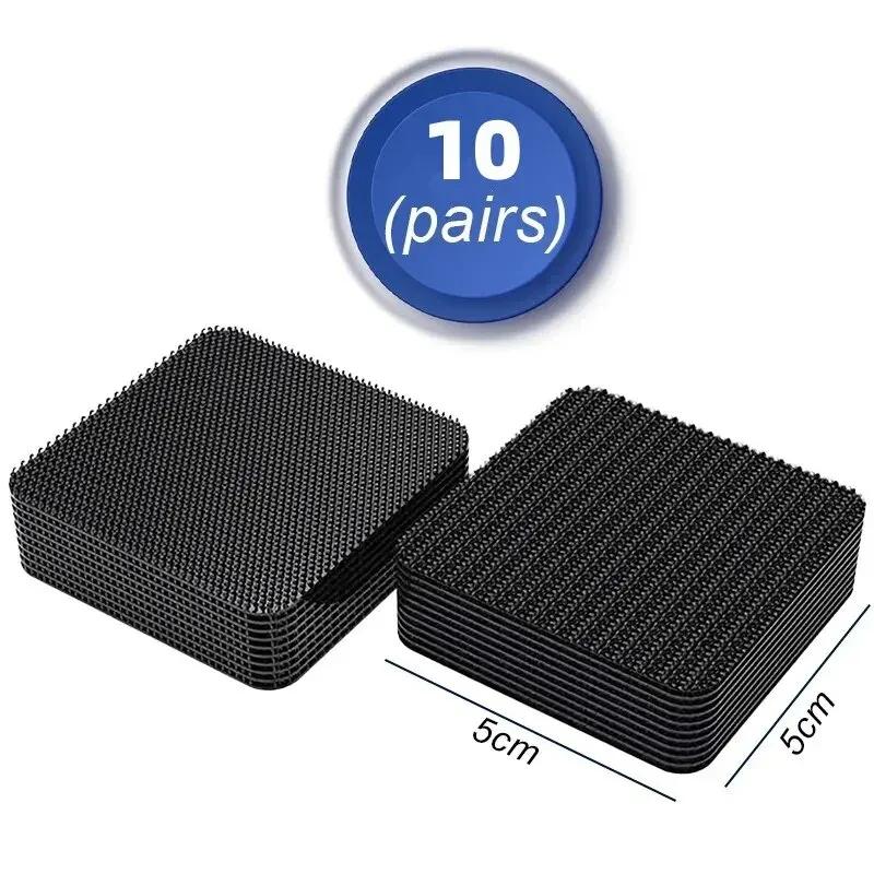 5/10pairs Carpet Mat Fixing Stickers Universal Car Foot Pad Invisible Non Slip Tape Nylon Magic Tape Auto Traceless Adhesive