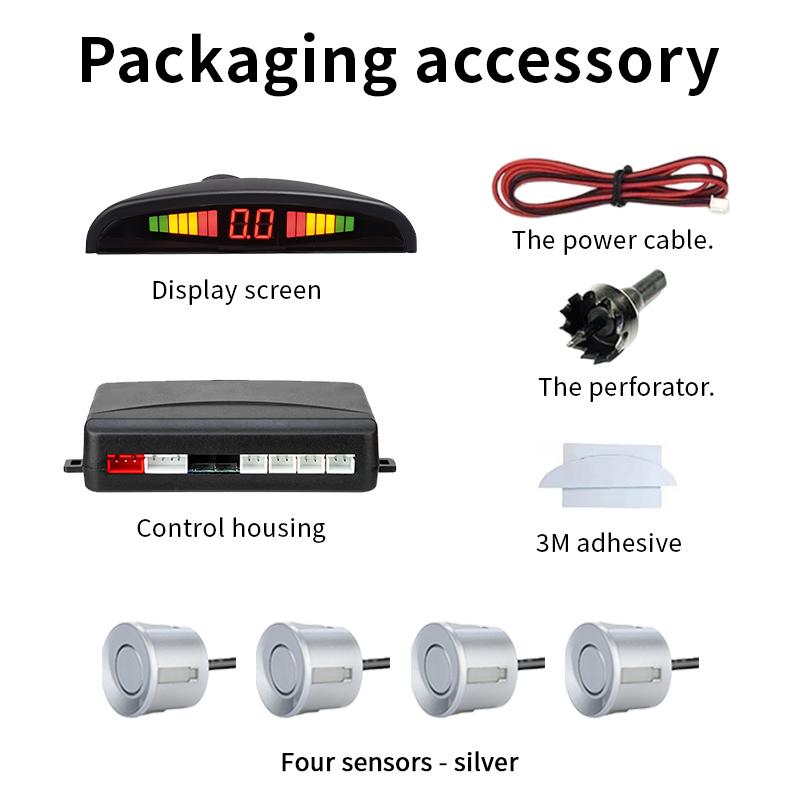 LED Car Parking Sensor 4 Sensors 22mm Buzzer Warning With Display Screen Host Control Box For Truck Van RV