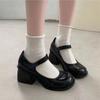 Black Retro Thick Heel High Heels Leather Shoes Women's Summer 2025 New French with Skirt Mary Jane Shoes Single Shoes