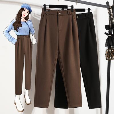 Твидовые брюки женские осенние и зимние укороченные брюки больших размеров Редис Свободные маленькие ноги Harun Широкие брюки в стиле вестерн Брюки-загрузки