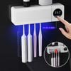 UV Toothbrush Sanitizer LCD Display 4 Slots USB Rechargeable Wall Mounted Toothbrush Holder with Heating Turbo Fan Cordless Tooth Brush Cleaner