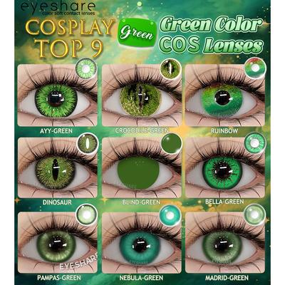 1 пара линз для косплея зеленого цвета, горячие распродажи, контактные линзы для ролевых игр, аниме-макияж глаз, Хэллоуин, мягкие линзы