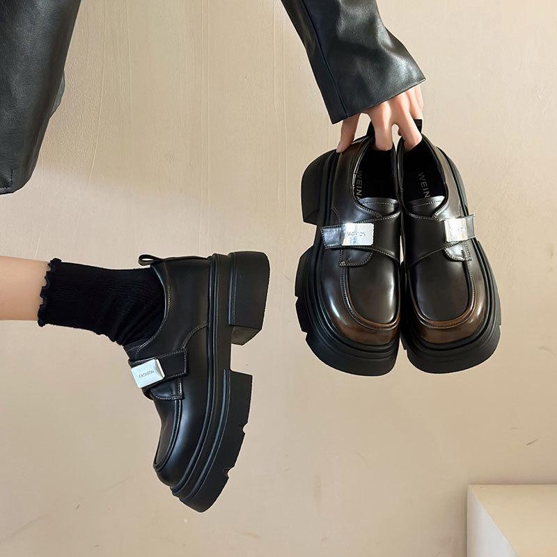 British Style Small Leather Shoes Women's 2025 New Autumn Versatile Thick Sole Height Increase with Skirt Versatile JK Loafer Single Shoes