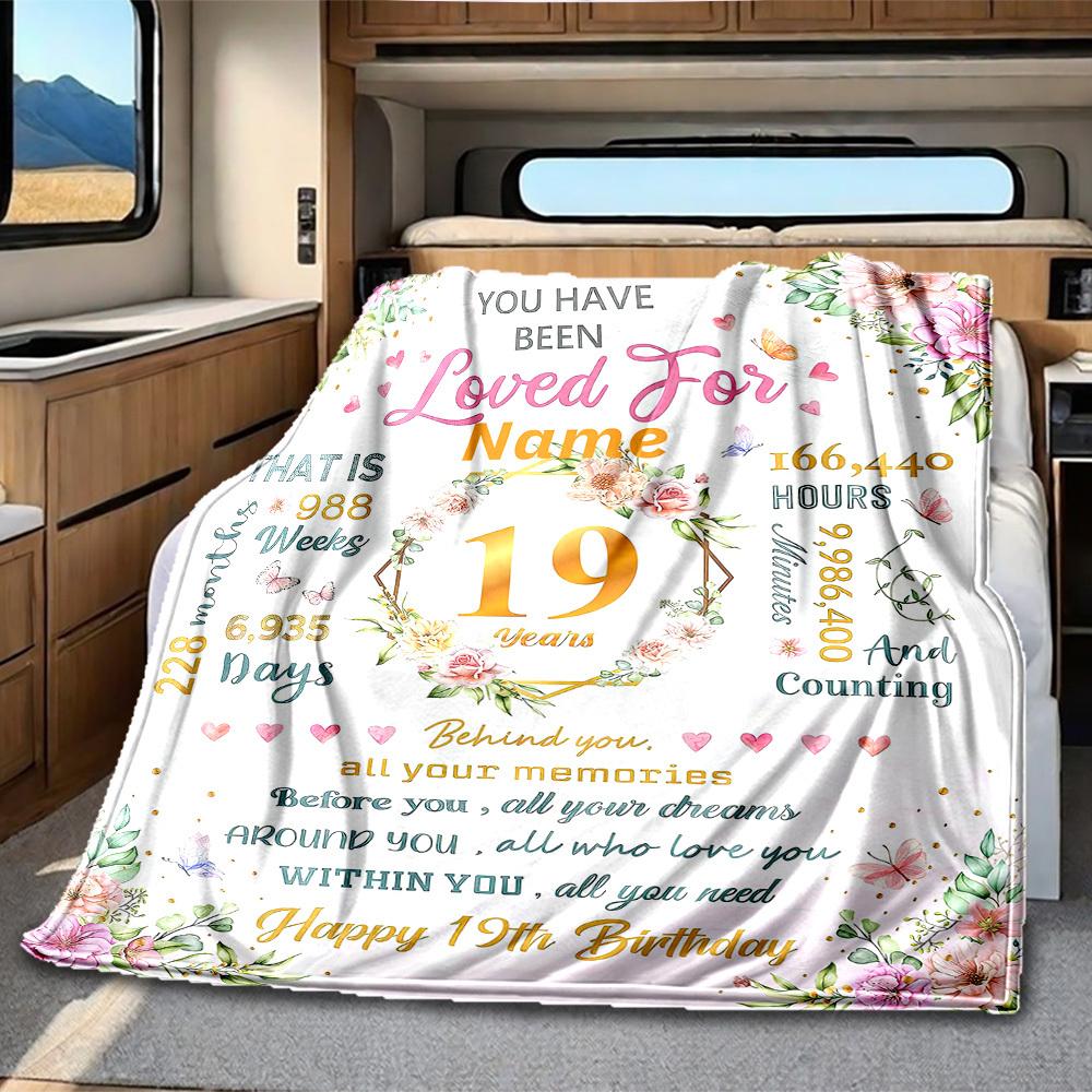 Loved For 19 Years Customize Your Name Rv Blanket Comfortable Soft And Lightweight Allseason Multipurpose Blanket Suitable For Travel Camping Picnic