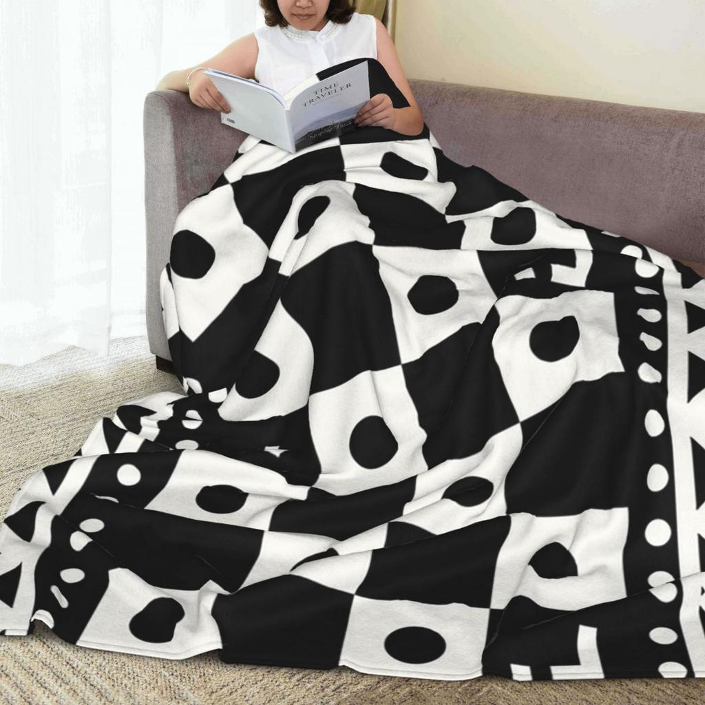 Chess Board Black And White Grid Checkered Blankets Fleece Sofa Throw Blanket Portable for Couch Bedding Outdoor Throws