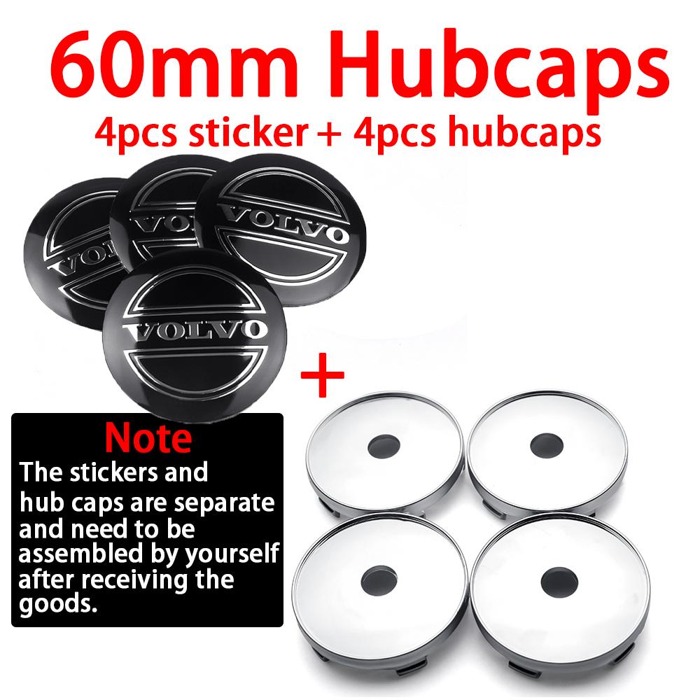 4pcs 56/60mm Car Wheel Center Cover Stickers Hub Caps Decor Decals For Volvo Rdesign AWD C30 C70 S40 S60 S70 S80 S90 V40 V50 V60