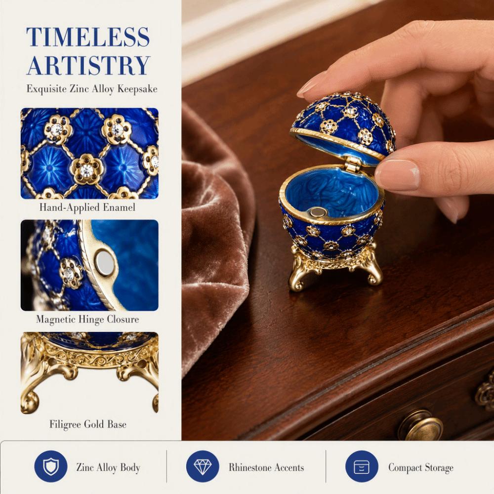 Zinc Alloy Enamel Jewelry Box Hinged Lid Hinged Jewelry Box Egg Trinket Box Jewelry Storage