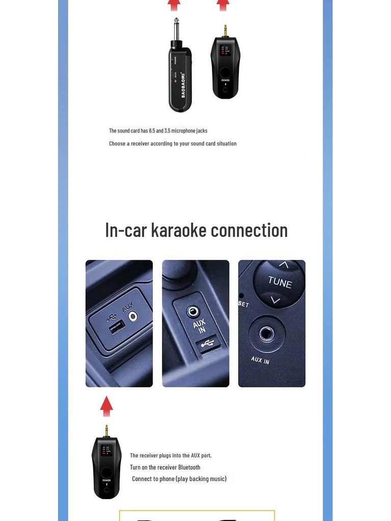 Универсальный беспроводной Bluetooth-микрофон с перезаряжаемым аккумулятором и профессиональной реверберацией для пения и живых сценических выступлений