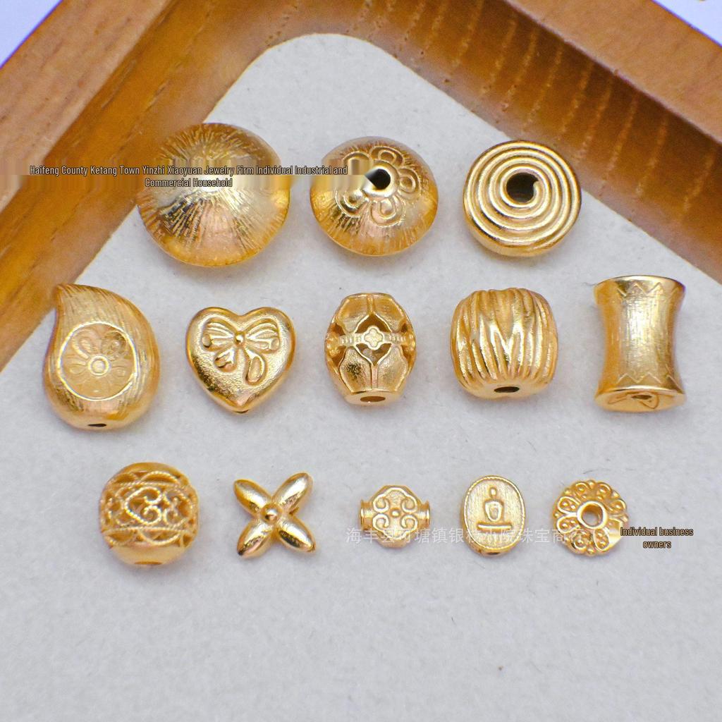 S925 Silver Ancient Gold Four-Leaf Clover Spacer Beads for DIY Jewelry: Bracelet & Necklace Craft Accessories.