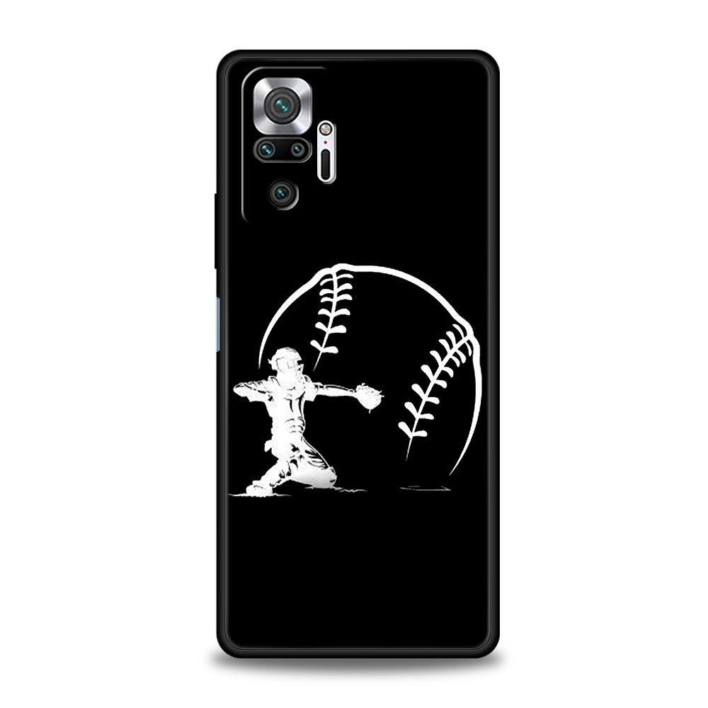 Чехол для телефона в стиле бейсбола для Xiaomi Redmi Note 14 13 5G 10 11 12 Pro Plus 4G 14C 13C 12C 10C Черный чехол