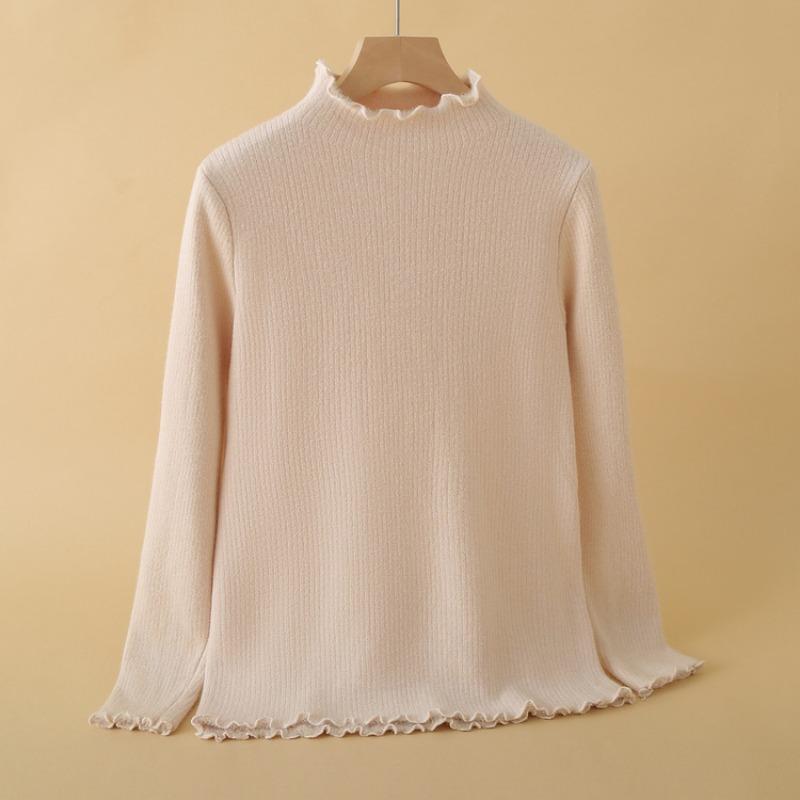 New Solid Color Bottoming Shirt Winter Clothing Fashionable and Simple Medium and Old Lace Collar Mother Clothing Shirt High Elastic Middle-aged Inner