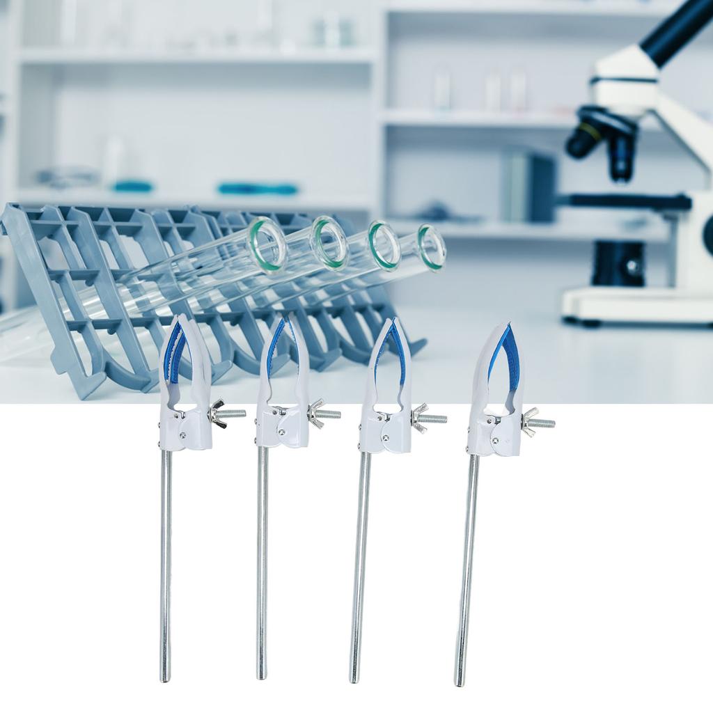 4 шт. лабораторный зажим с 4 зубцами и резиновым покрытием, профессиональный лабораторный зажим из нержавеющей стали для