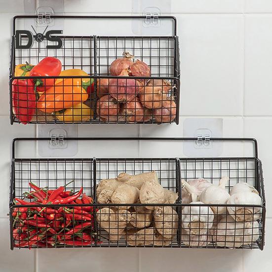 Настенная корзина для хранения, прочная несущая конструкция, полая, простая в установке, кухонный органайзер для овощей и лука, держатель для хранения