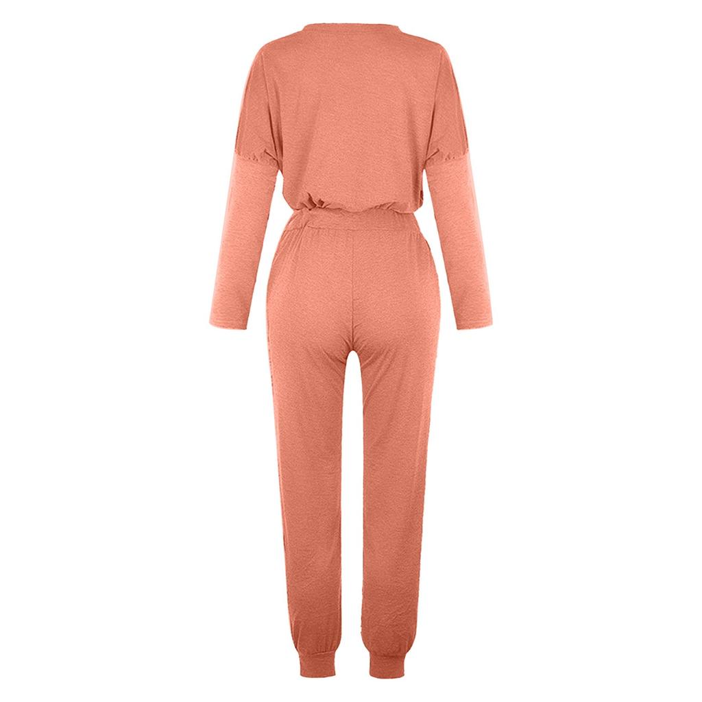 Женская мода, однотонный пуловер с длинным рукавом, свободные брюки, спортивные костюмы