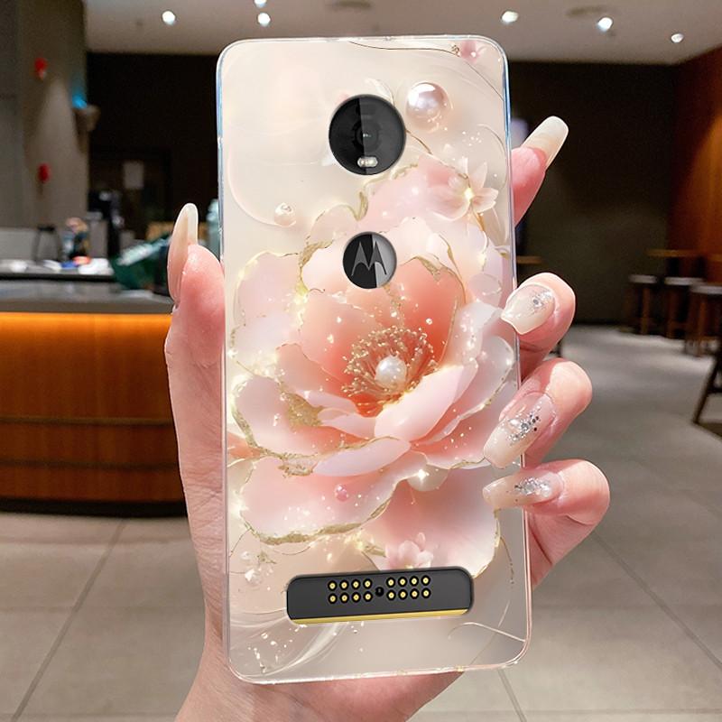 Case For Motorola Moto Z4 Play Coque Flower Butterfly Protective Casing Moto Z4 Play Transparent Soft Silicone TPU Phone Cover