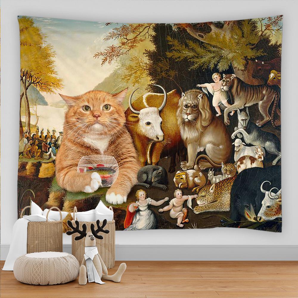 Гобелен со львом, тигром, слоном, животным, гобелен, настенный гобелен, декор в стиле бохо, домашний декор, настенный ковер для спальни, одеяло, диван