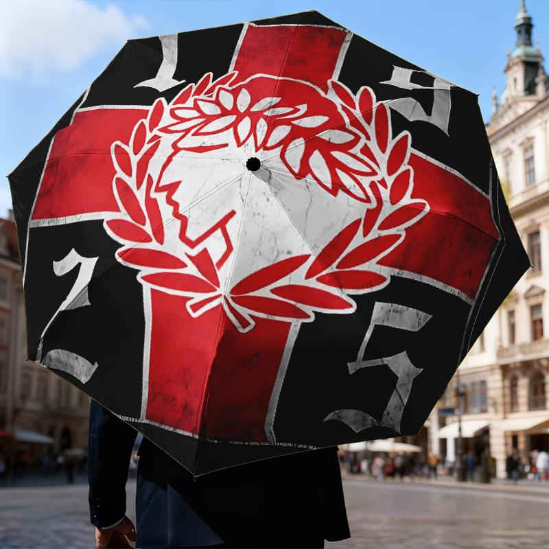 Olympiacos Fc Crest Emblem Umbrella Folding umbrella, automatic umbrella 8-Frame for Travel, camping Use Gift for Halloween Christmas
