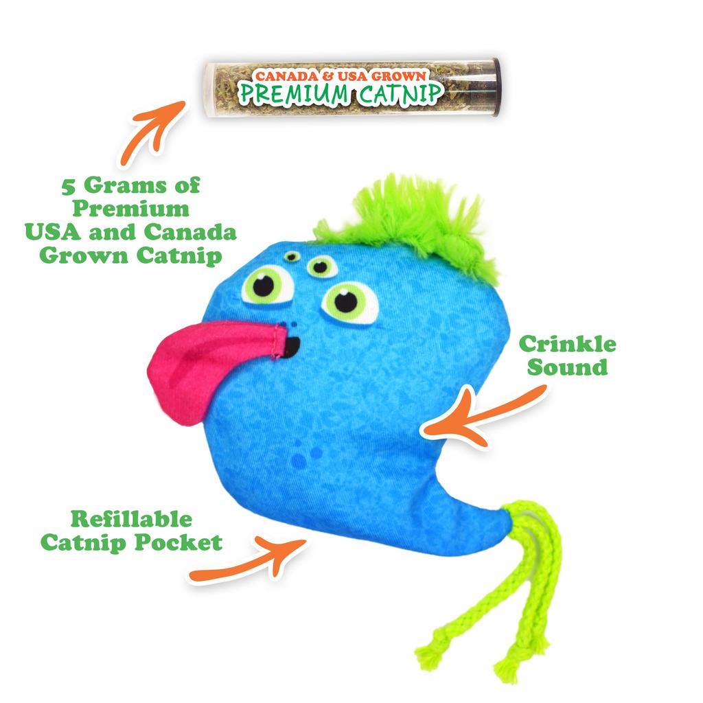 Meowijuana Catnip and Cat Toy Silly Blue Cat Whisker Tickling Catnip Regenerate and Improve Cat Health Combo, Toy, Blend,