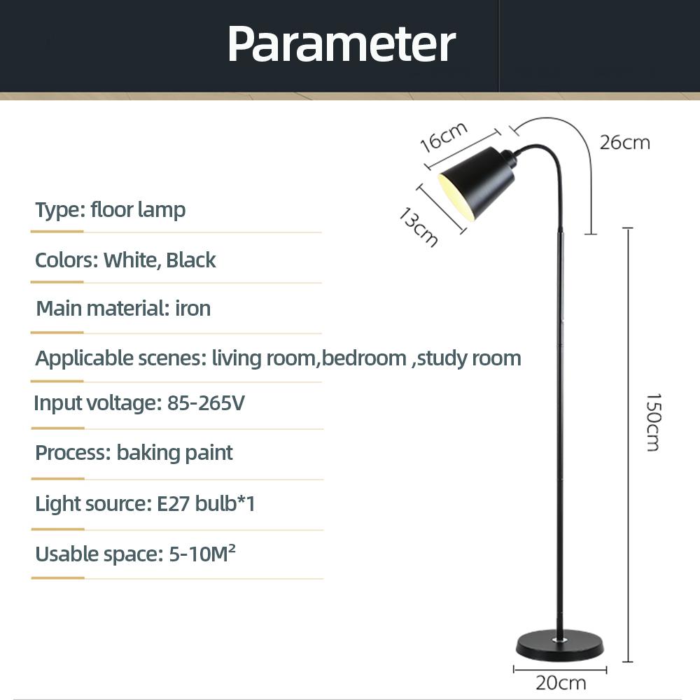 Living Room LED Floor Lamp Adjustable Gooseneck Standing Lamp Modern Simple Indoor Bedroom Reading Study Decorative Lighting