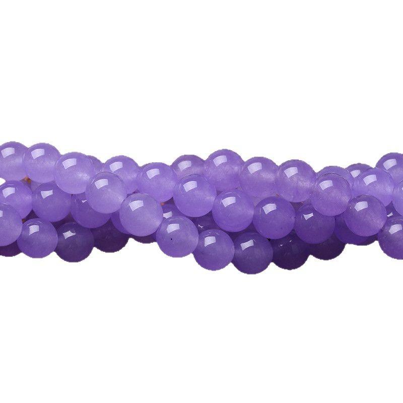 Hongchu Crystal Violet chalcedony loose beads semi-finished product DIY Jewelry Beads Round beads