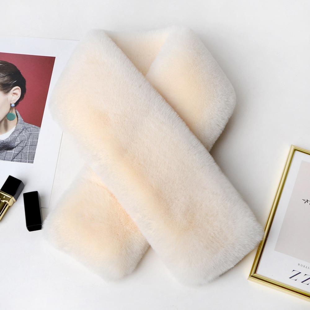 Искусственный кроличий мех шарф-крест однотонный шарф из искусственного кроличьего меха милая грелка для шеи женский