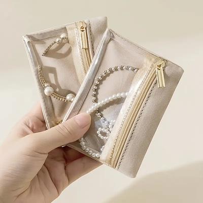 Дорожный органайзер для украшений, портативный бархатный держатель для колец, серег, кулонов, ожерелий, браслетов, сумка для хранения с молнией