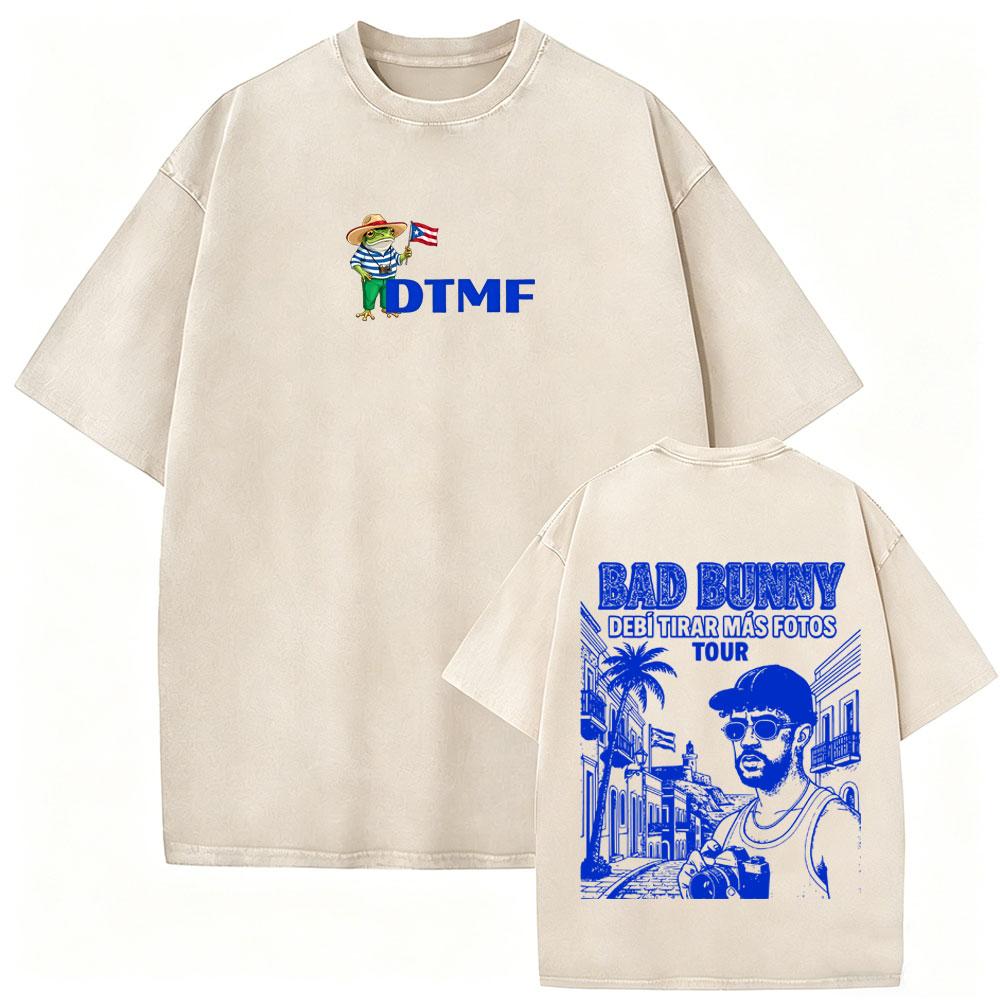 Рэпер Bad Bunny Винтажная стираная футболка DeBi TiRAR MaS FOToS DTMF Мерч Футболки Мужские Женские Мода Хип-Хоп Оверсайз Футболки