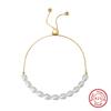 Jewelry S925 Sterling Silver Bracelet Natural Freshwater Pearl Adjustable Semi-naked Chain