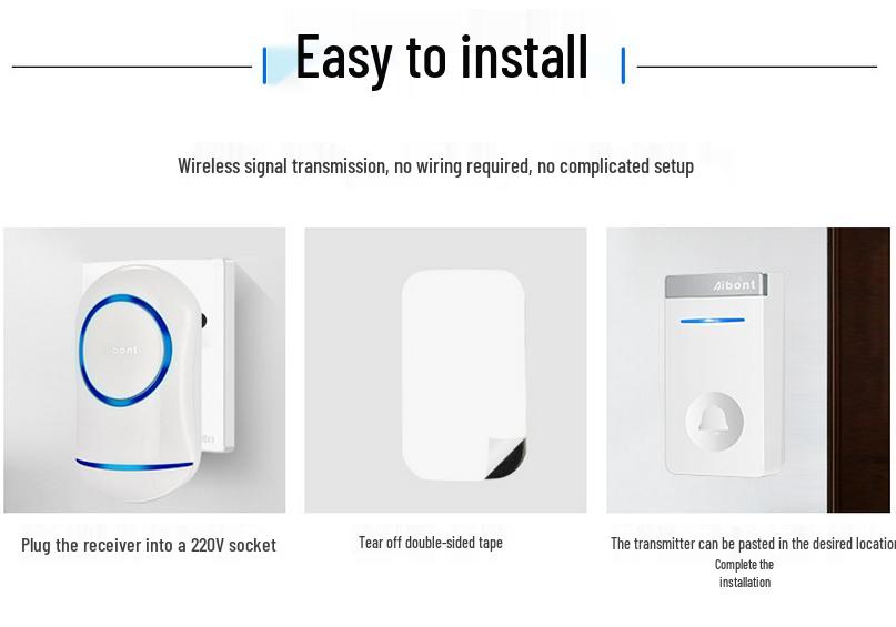 Wireless Smart Music Doorbell with Dual Alerts and Long-Range Elderly Call Button - Battery-Free