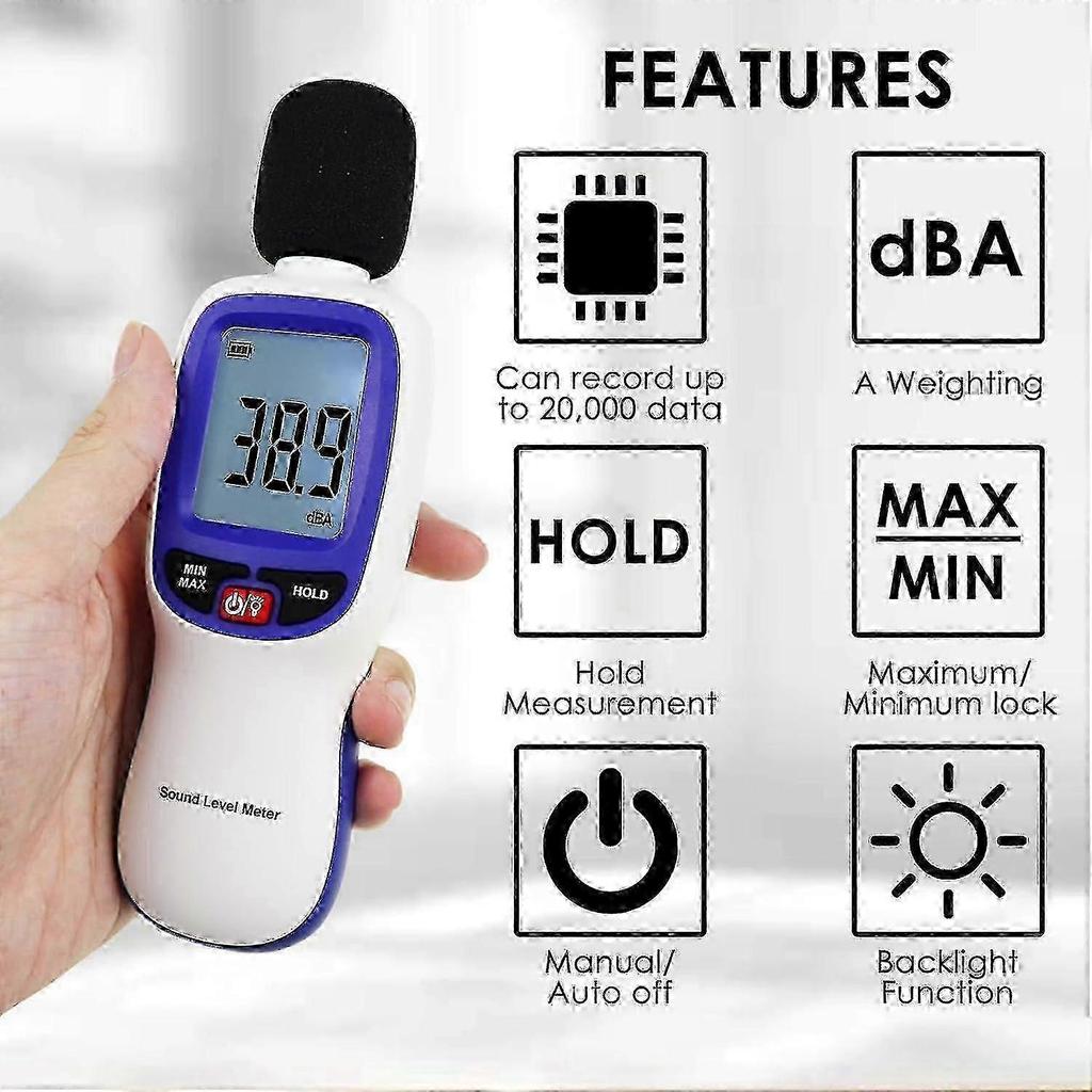 Decibel Meter Bluetooth Digital Sound Level Reader with Data Logging,Smart Noise 30dB